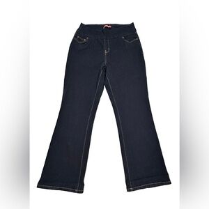 Woman Within 14W Blue Denim Jeans Natural Fit Bell Bottom Flare Wide Leg Pants